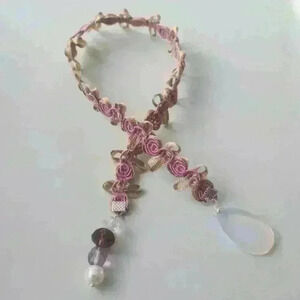 Buy 1 get one free Ribbon  lace bookmark with precious stones